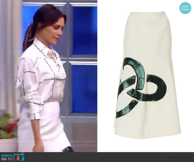 Victoria Beckham Sequined Flared Crepe Midi-Skirt