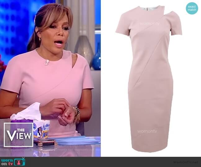 Victoria Beckham Pink Shoulder Cutout Dress worn by Sunny Hostin on The View