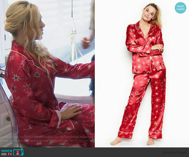 Victoria Secret Satin Red After Hours Star Pajamas worn by Tamra Judge on The Real Housewives of Orange County
