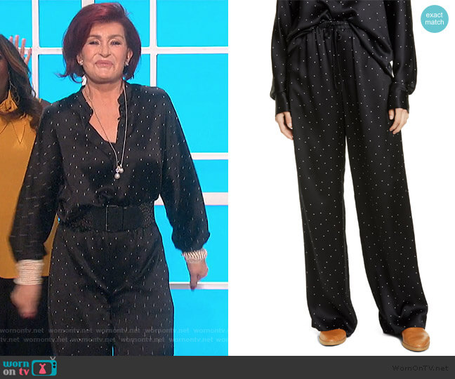 Vince Dot Print Silk Pants worn by Sharon Osbourne on The Talk