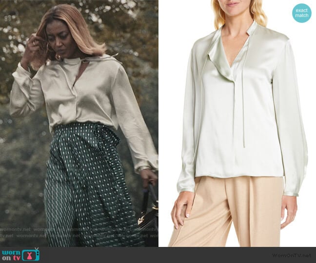Vince Silk Satin Blouse worn by Daisy Grant (Patina Miller) on Madam Secretary