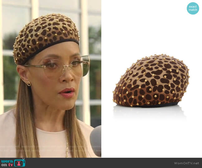 Yestadt Millinery Zina Studded Beret worn by Dominique Deveraux (Michael Michele) on Dynasty