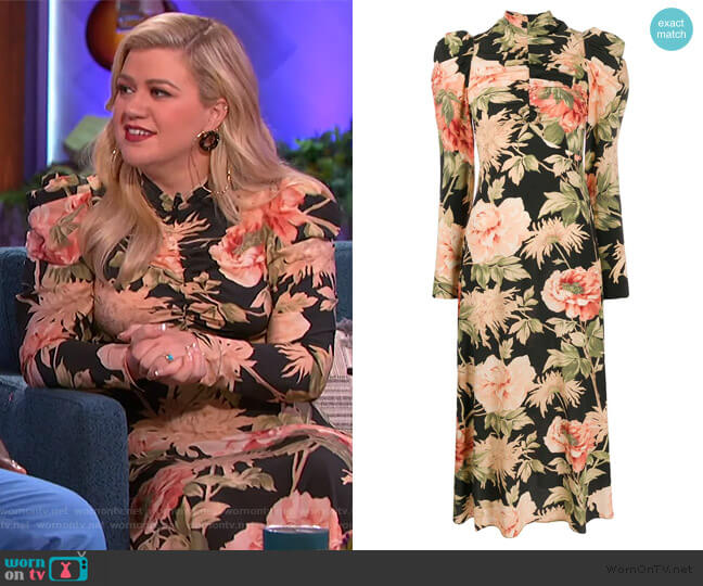Zimmermann Espionage Drape Dress in Peony Print worn by Kelly Clarkson on The Kelly Clarkson Show