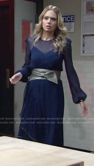Abby’s sheer blue long sleeved dress on The Young and the Restless