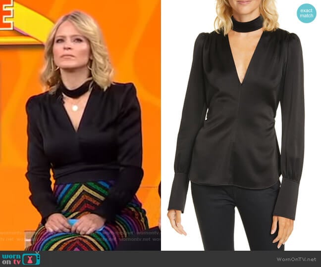 A.L.C. Hirsch Cutout Top worn by Sara Haines on Good Morning America