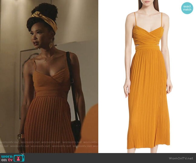 A.L.C. Sienna Pleated Dress worn by Monica Colby (Wakeema Hollis) on Dynasty