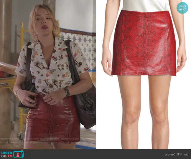 Alice + Olivia Elana Mini Skirt worn by Kirby Anders (Maddison Brown) on Dynasty