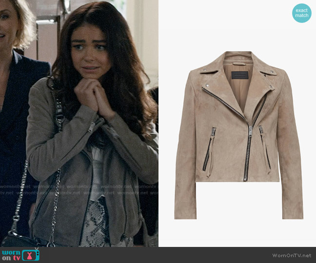 All Saints Dalby Suede Biker Jacket worn by Haley Dunphy (Sarah Hyland) on Modern Family