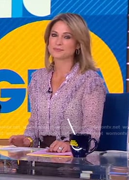 Amy’s pink floral ruffle blouse on Good Morning America
