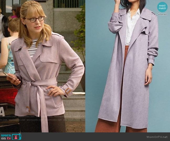 ett twa Harley Faux Suede Trench worn by Kara Danvers (Melissa Benoist) on Supergirl