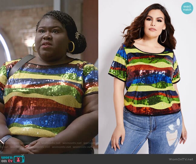 Ashley Stewart Sequined Crop Top worn by Becky (Gabourey Sidibe) on Empire