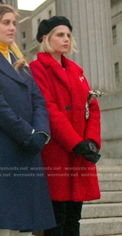 Astrid’s red teddy coat on The Politician