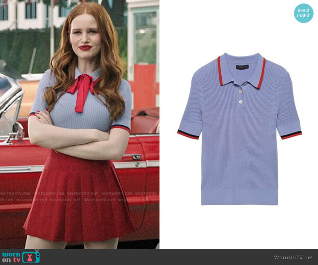 Banana Republic Ribbed Polo Sweater worn by Cheryl Blossom (Madelaine Petsch) on Riverdale