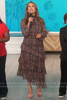 Carrie’s floral ruffle dress on The Talk