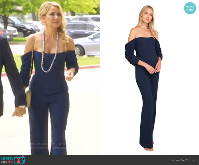Black Halo Adriana Jumpsuit worn by Kary Brittingham on The Real Housewives of Dallas