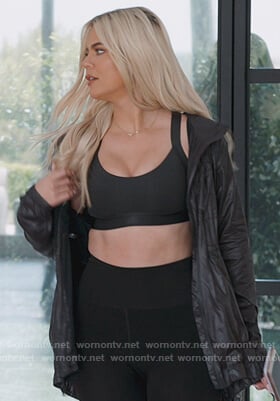 Kourtney’s black windbreaker jacket and sports bra on Keeping Up with the Kardashians