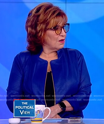 Joy’s blue leather jacket on The View