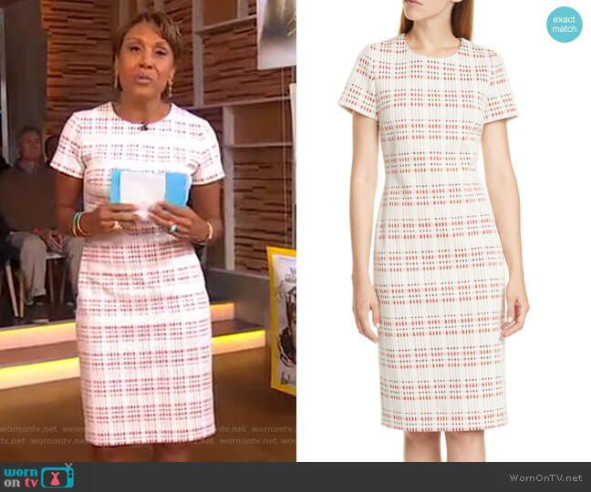 Boss Decka Cotton Blend Tweed Dress worn by Robin Roberts on Good Morning America