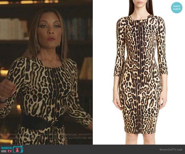 Burberry Leopard Print Body-Con Dress worn by Dominique Deveraux (Michael Michele) on Dynasty