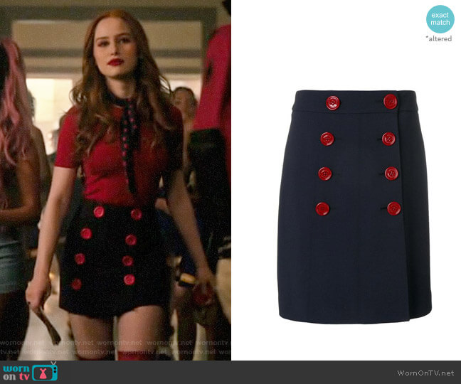 Burberry Double Breasted Skirt worn by Cheryl Blossom (Madelaine Petsch) on Riverdale