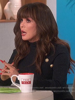 Marie’s black button embellished dress on The Talk