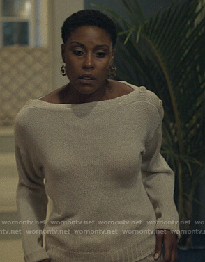 Lynn’s button detail sweater on Black Lightning