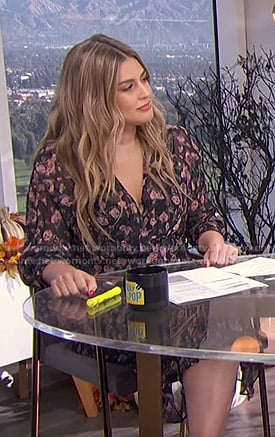 Carissa’s black floral dress on E! News Daily Pop