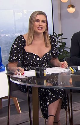 Carissa’s black polka dot midi dress on E! News Daily Pop