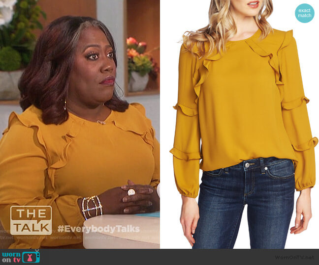 Cece Ruffle Blouse worn by Sheryl Underwood on The Talk
