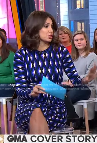 Cecilia’s geometric print jersey dress on Good Morning America