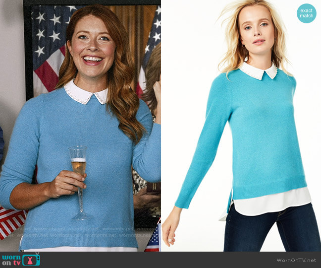 Charter Club Cashmere Embellished Layered-Look Sweater