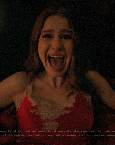 Cheryl’s red lace trim pajamas on Riverdale