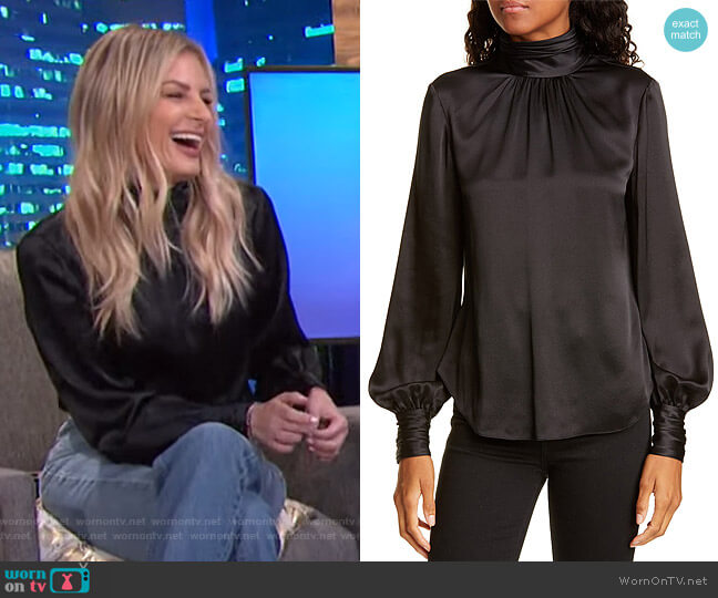 Cinq a Sept Jayla Silk Top worn by Morgan Stewart on E! News