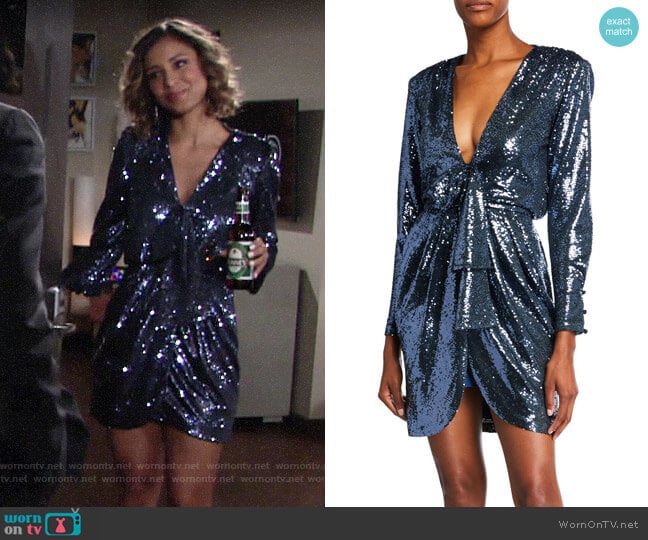 Cinq a Sept Skylar Dress in Onyx worn by Elena Dawson (Brytni Sarpy) on The Young and the Restless