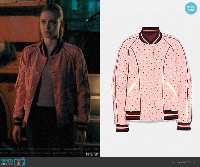 Coach Reversible Souvenir Varsity Jacket worn by Betty Cooper (Lili Reinhart) on Riverdale