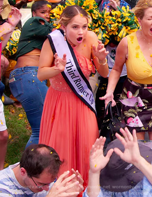 Patty’s embellished halter neck gown on Insatiable