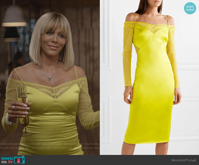Cushnie Cold-Shoulder Lace-Trimmed Satin Midi Dress worn by Giselle (Nicole Ari Parker) on Empire