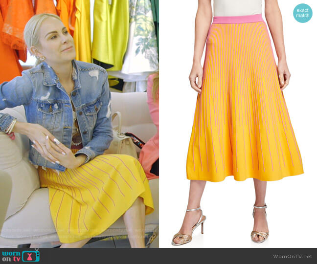 Derek Lam 10 Crosby Stripe Knit Midi Skirt worn by Kameron Westcott on The Real Housewives of Dallas