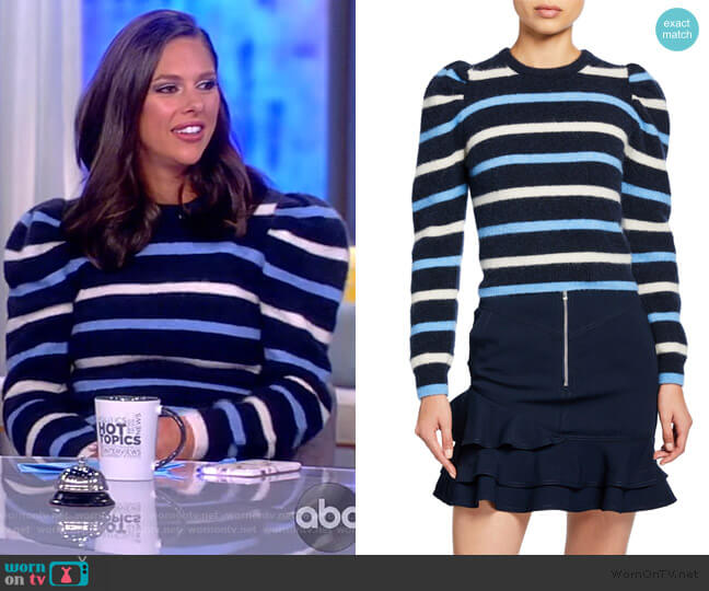 Derek Lam 10 Crosby Striped Puff-Sleeve Sweater worn by Abby Huntsman on The View