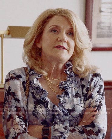 Diane’s floral ruffle trim blouse on Almost Family