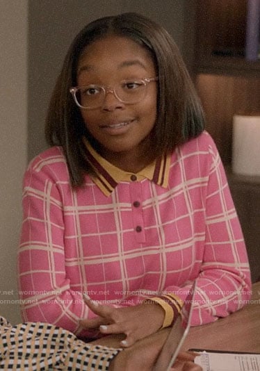 Diane’s pink plaid polo sweater on Black-ish