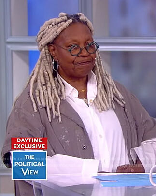 Whoopie’s distressed denim coat on The View