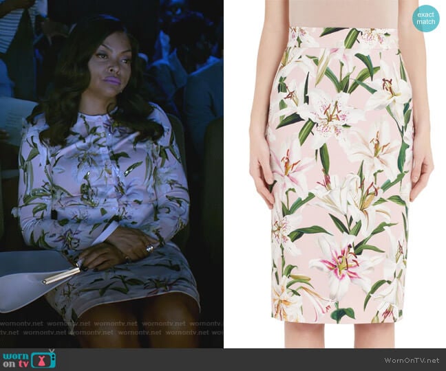 Dolce & Gabbana Lily Print Pencil Skirt worn by Cookie Lyon (Taraji P. Henson) on Empire