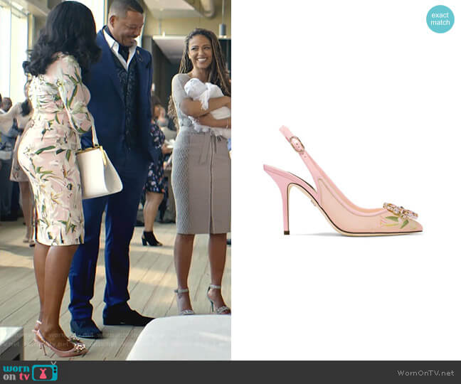 Dolce & Gabbana Floral Crystal Slingback Pump worn by Cookie Lyon (Taraji P. Henson) on Empire