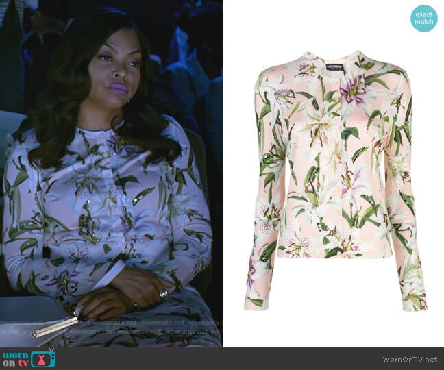 Dolce & Gabbana Lily Print Cardigan worn by Cookie Lyon (Taraji P. Henson) on Empire
