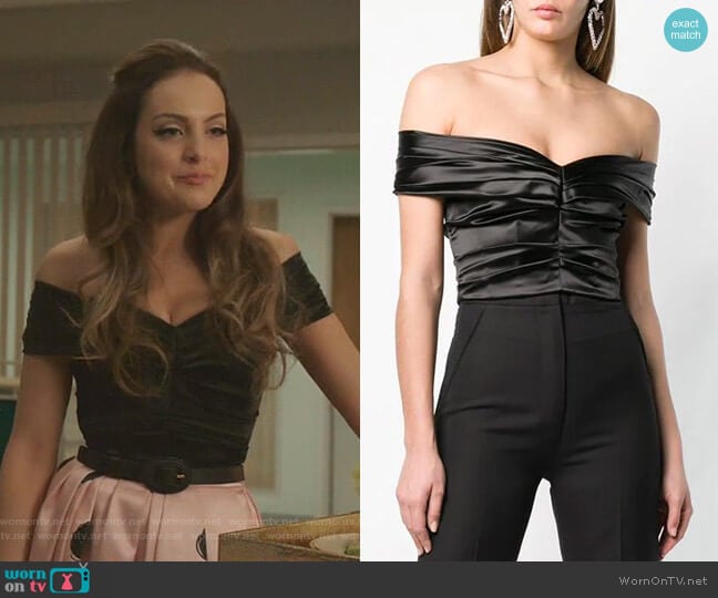 Dolce & Gabbana Off-the-Shoulder Blouse worn by Fallon Carrington (Elizabeth Gillies) on Dynasty