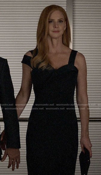 Donna’s navy asymmetric strap dress on Suits