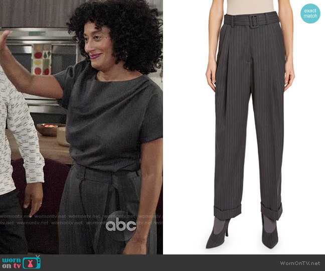 Dries van Noten Pleated Cuffed Pants worn by Rainbow Johnson (Tracee Ellis Ross) on Black-ish