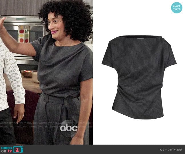 Wool Pinstripe Top Dries van Noten worn by Rainbow Johnson (Tracee Ellis Ross) on Black-ish