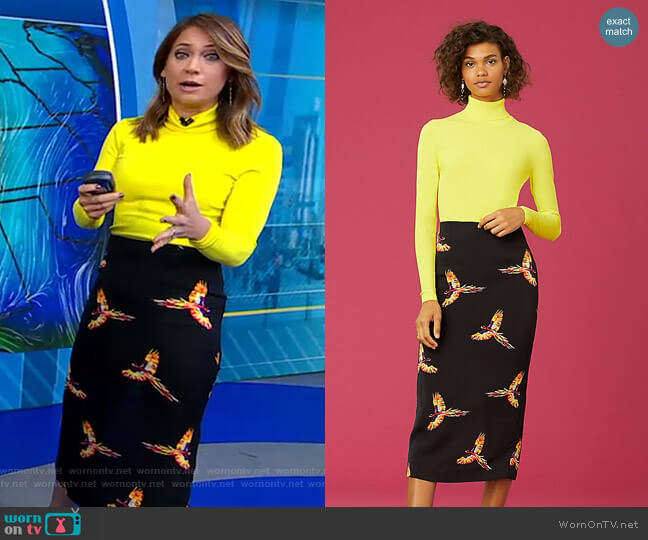 Diane von Furstenberg Tailored Midi Pencil Skirt worn by Ginger Zee on Good Morning America